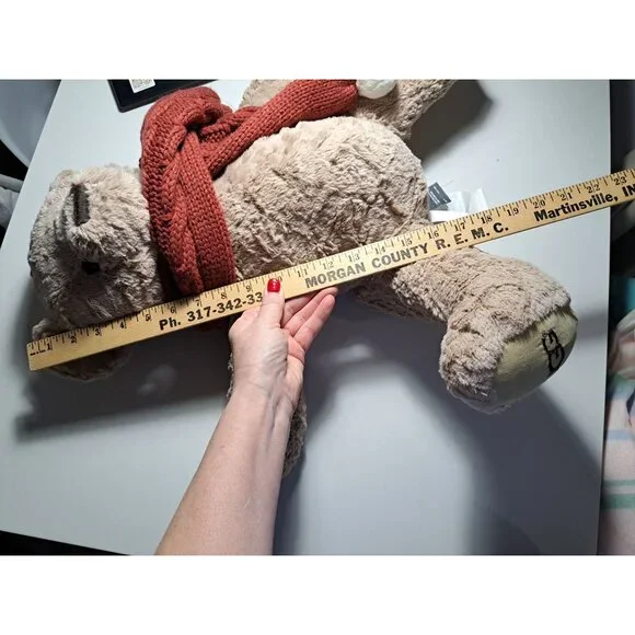 Large UGG Oatmeal Sunny Plush Teddy Bear Red Cable Knit Scarf 16" Toy Stuffed - Picture 10 of 12
